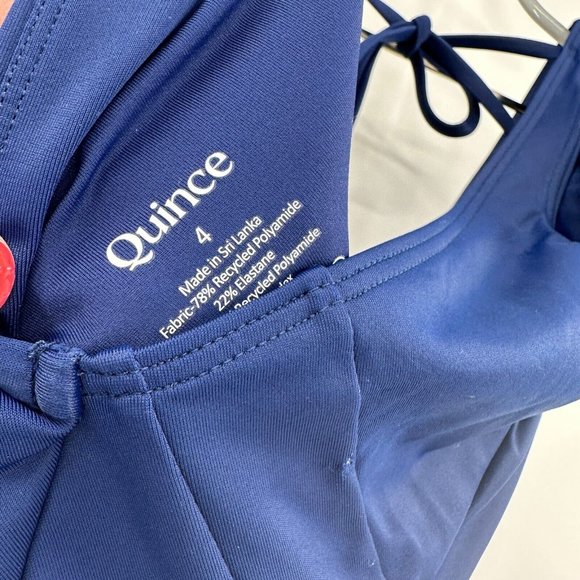 Quince Women's Italian Ruffle Shoulder One-Piece Swimsuit sz 4 S Navy Blue NWT - Picture 7 of 8